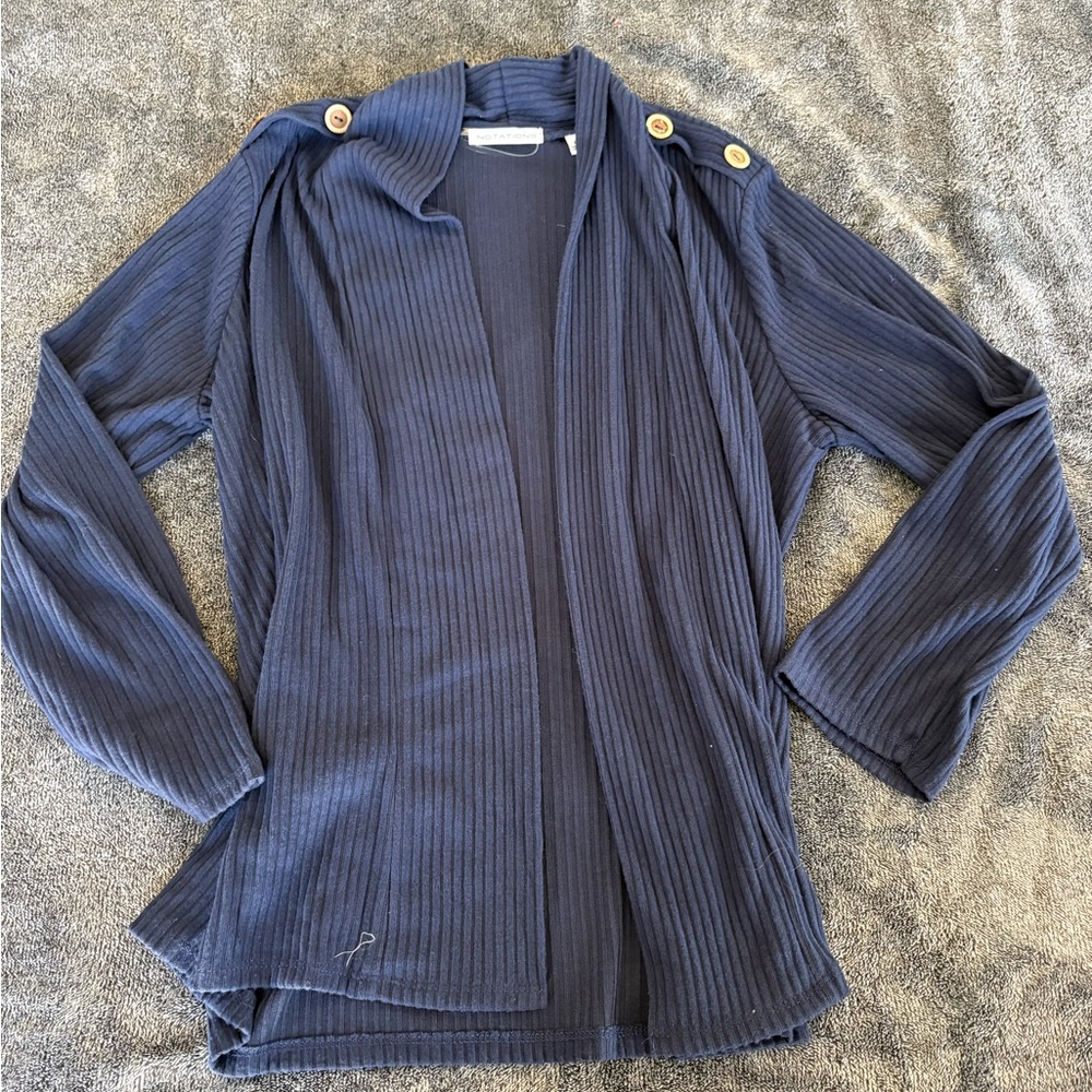 Women's Navy Sweater with Button Detail